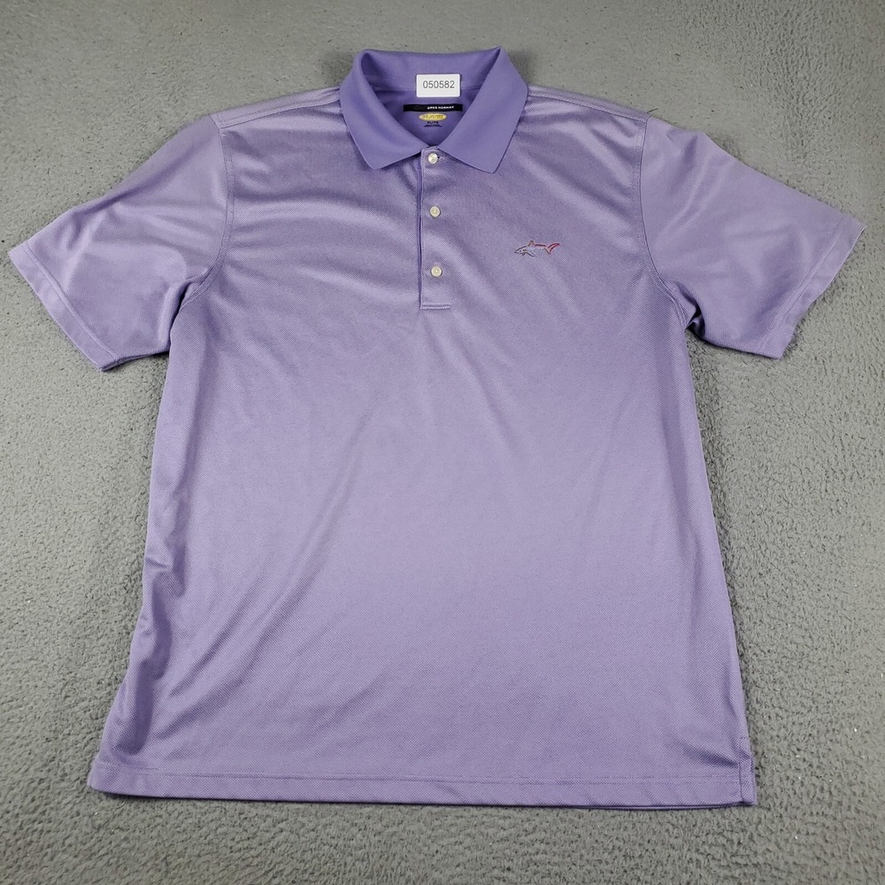Greg Norman Polo Shirt Mens Size XL Purple Shark Golf Casual Short Sleeve
